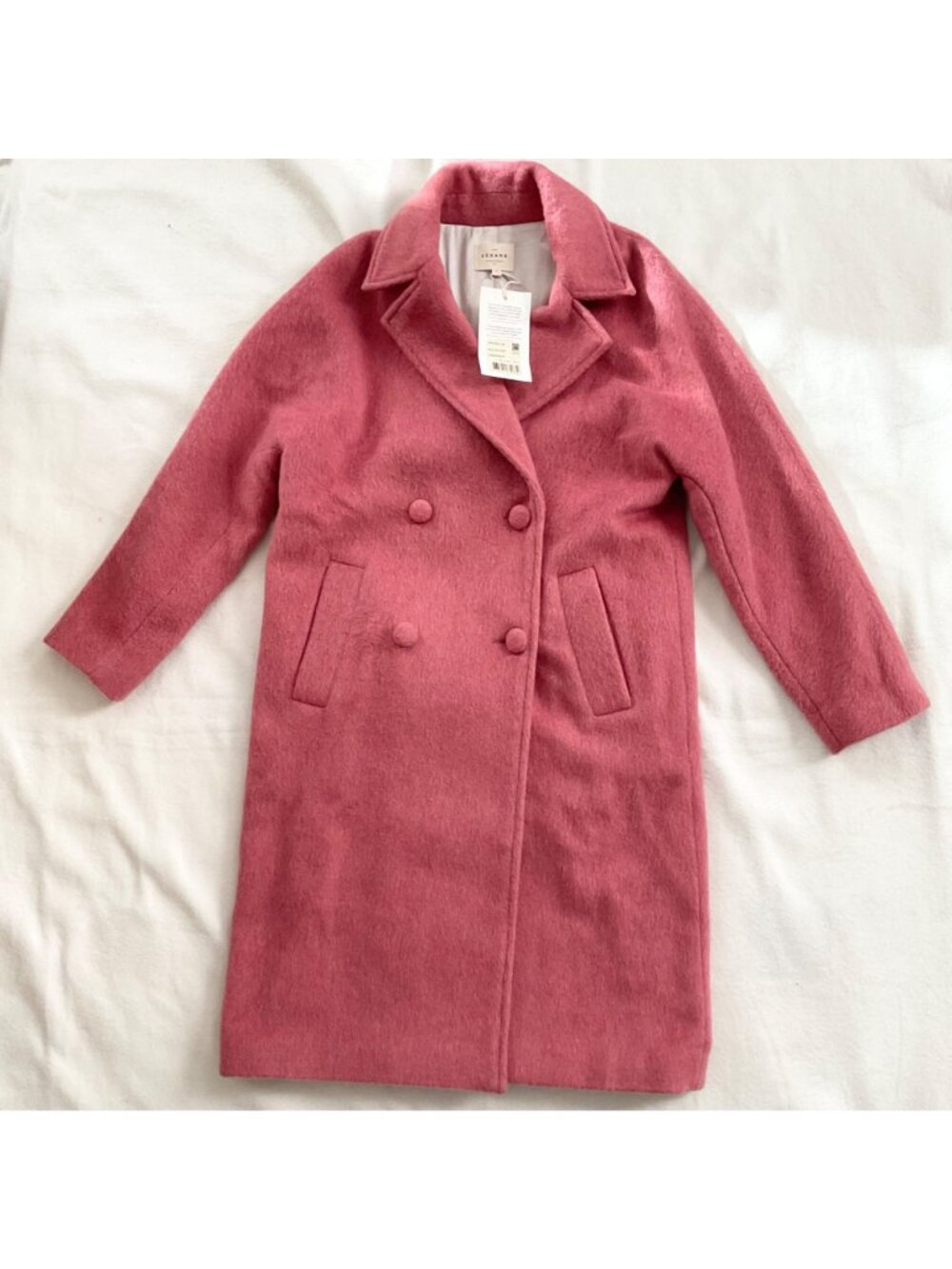 NWT SEZANE JIM COAT Rosewood dark pink wool oversized SZ34 US2 bust39 - Picture 2 of 8